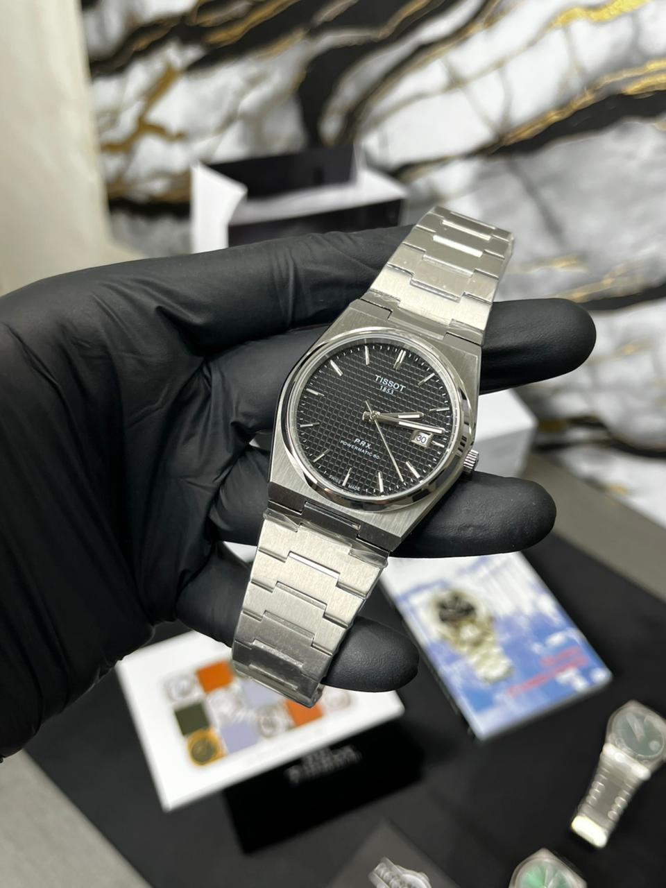 Tsot PRX 38mm Black Waffle Dial Automatic