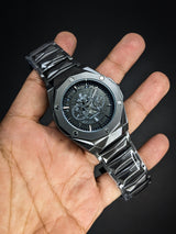 HB Diamond Cut Watch Black
